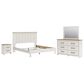 Ashley Linnocreek 4-Piece King Bedroom Set in White and Warm Brown, , large