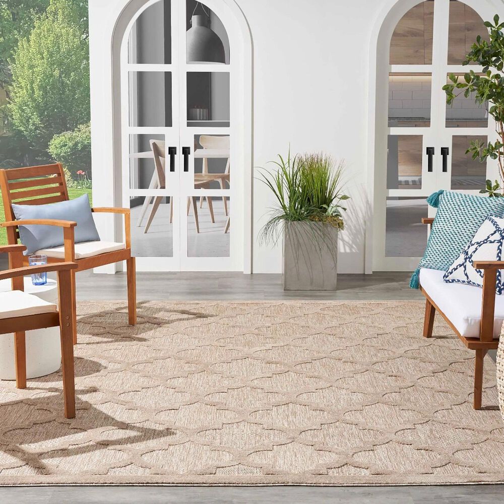 Nourison Easy Care 8&#39; x 10&#39; Natural Beige Indoor/Outdoor Area Rug, , large