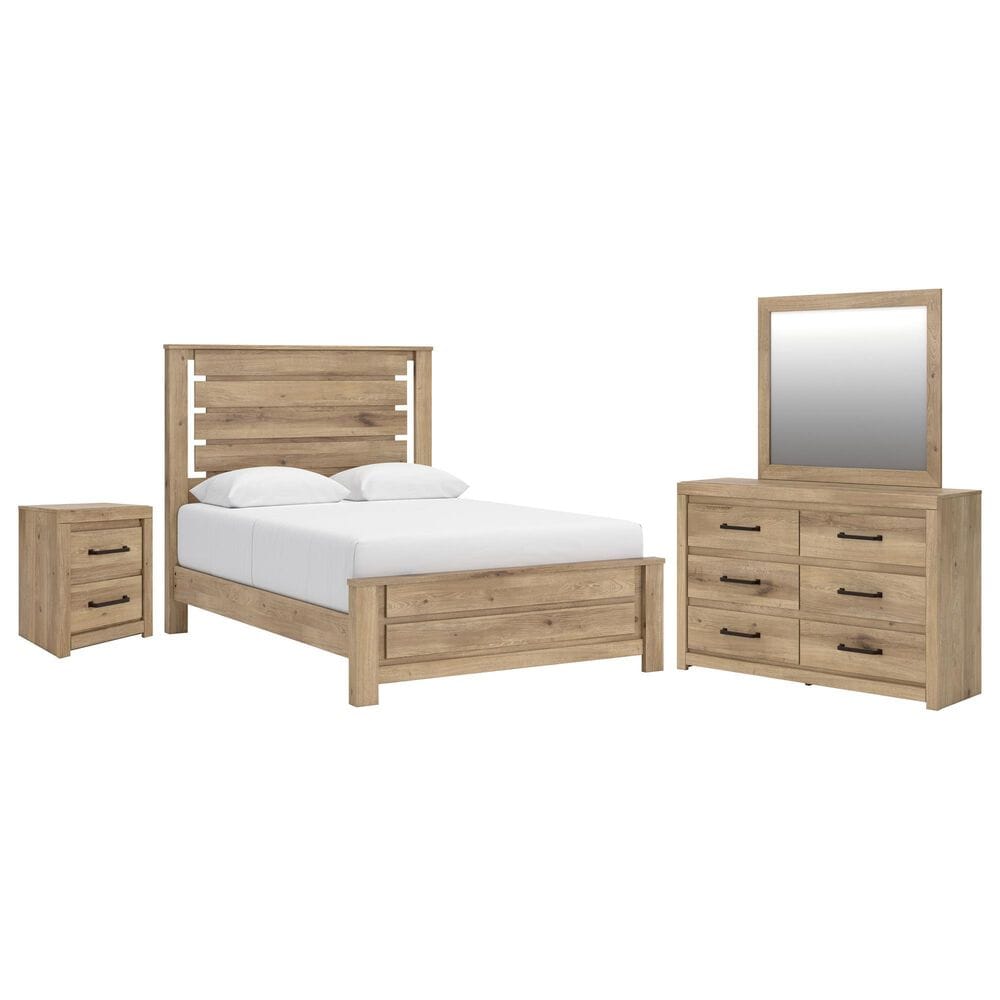 Ashley Brozmont 4 Piece Queen Platform Panel Bedroom Set in Natural Brown, , large