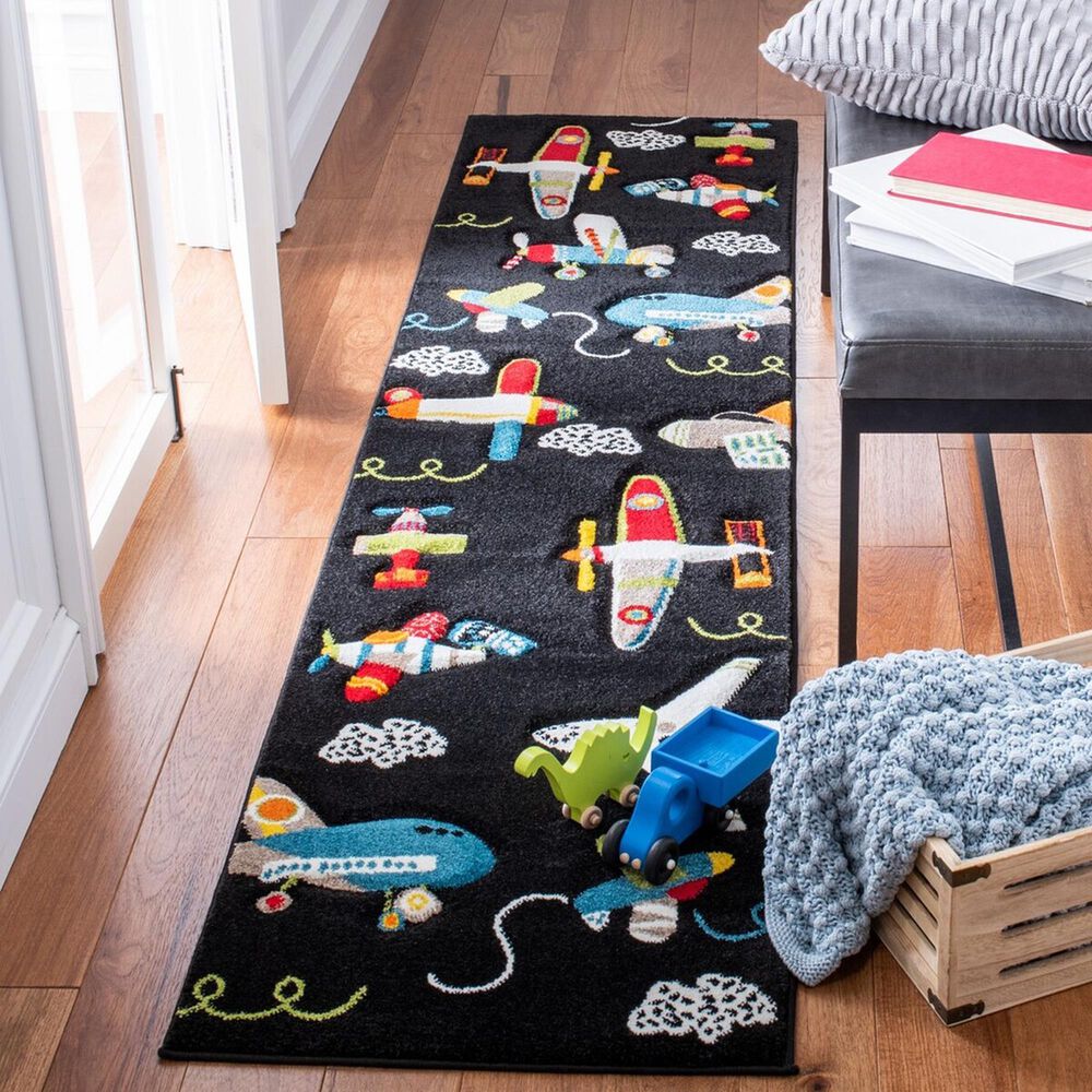 Safavieh Carousel Outer Space 2&#39; x 8&#39; Black and Ivory Kids Runner, , large