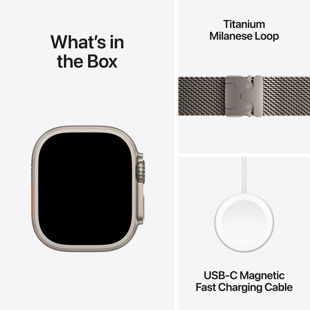 Apple Watch Ultra 2 GPS + Cellular 49mm Natural Titanium Case with Natural Titanium Milanese Loop - S, , large