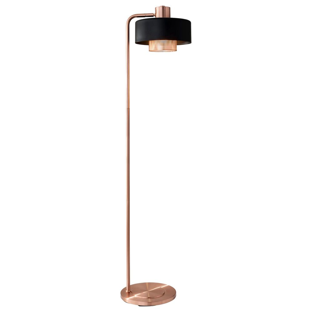 Adesso Bradbury Floor Lamp in Black and Brushed Copper, , large
