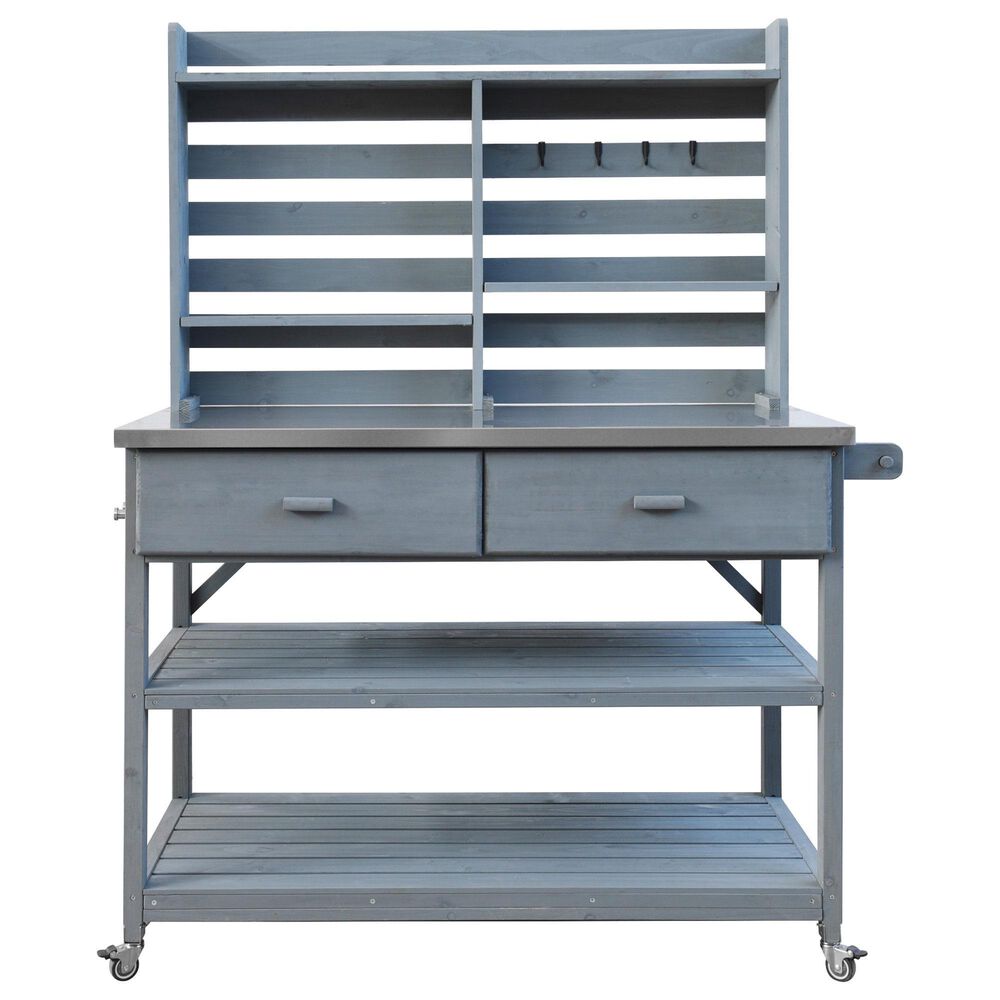 HOMLUX 65" Outdoor Potting Bench Table in Grey, , large