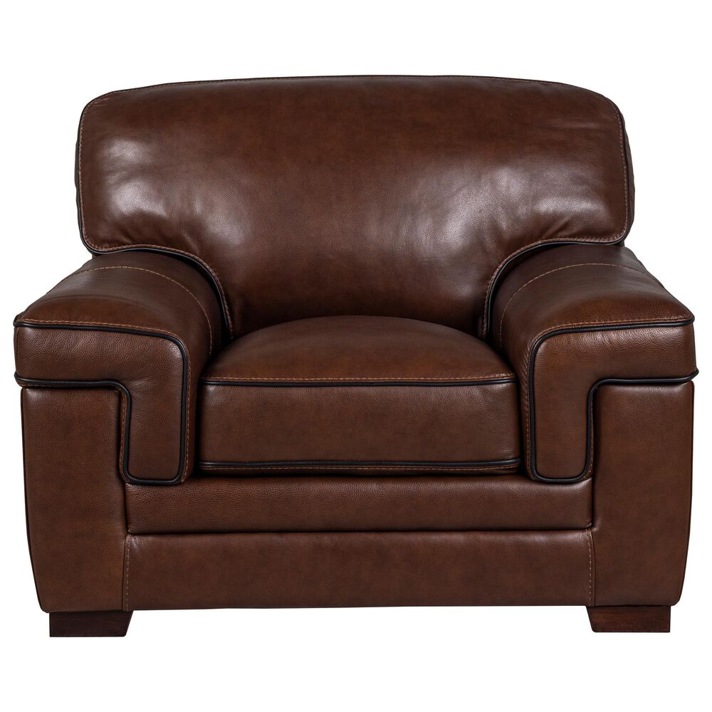 Simon Li Leather Accent Chair in Longhorn Bramble, , large