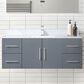 Lexora Home Geneva 48" Single Bathroom Vanity in Dark Grey with 2 cm White Carrara Marble Top and Rectangular Sink, , large