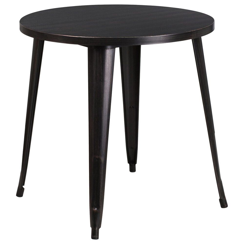 Flash Furniture 30" Round Bistro Table in Black Antique Gold, , large