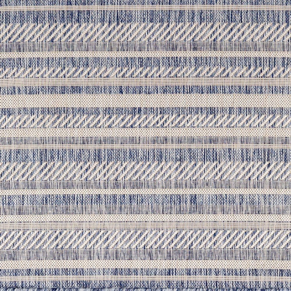 Surya Eagean EAG-2407 Navy, Blue, Pale Blue, Oatmeal, Gray, Off-White and Taupe 5&#39;3&quot; Round Indoor/Outdoor Area Rug, , large