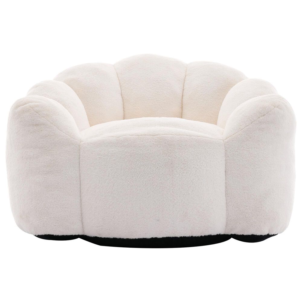Hearth and Haven Lotus Bean Bag Chair with Pull Ring in White, , large