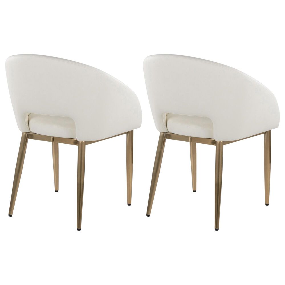 LumiSource Renee Arm Chair with White Faux Leather Cushion in Gold (Set of 2), , large