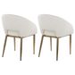 LumiSource Renee Arm Chair with White Faux Leather Cushion in Gold (Set of 2), , large