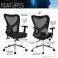 Rta Products Llc High Back Mesh Office Chair With Chrome Base in Black, , large
