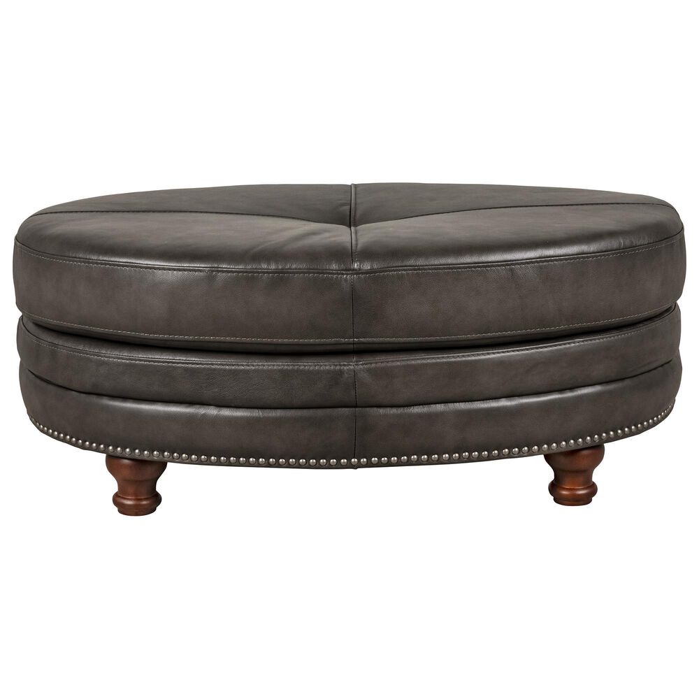 Hydeline Billingham Leather Oval Sofa Ottoman in Ash, , large