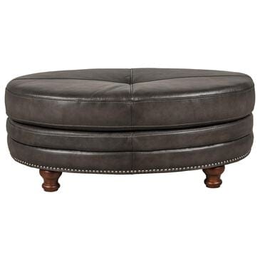 Hydeline Billingham Leather Oval Sofa Ottoman in Ash, , large