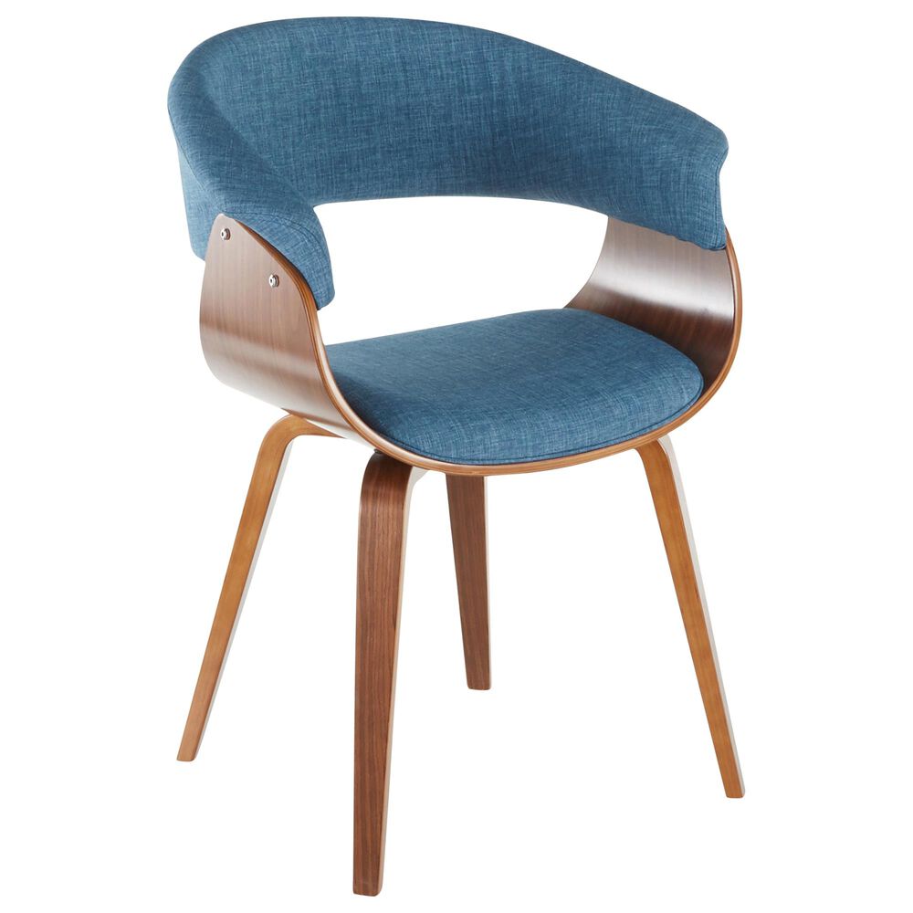 Lumisource Vintage Mod Dining Chair in Blue/Walnut, , large