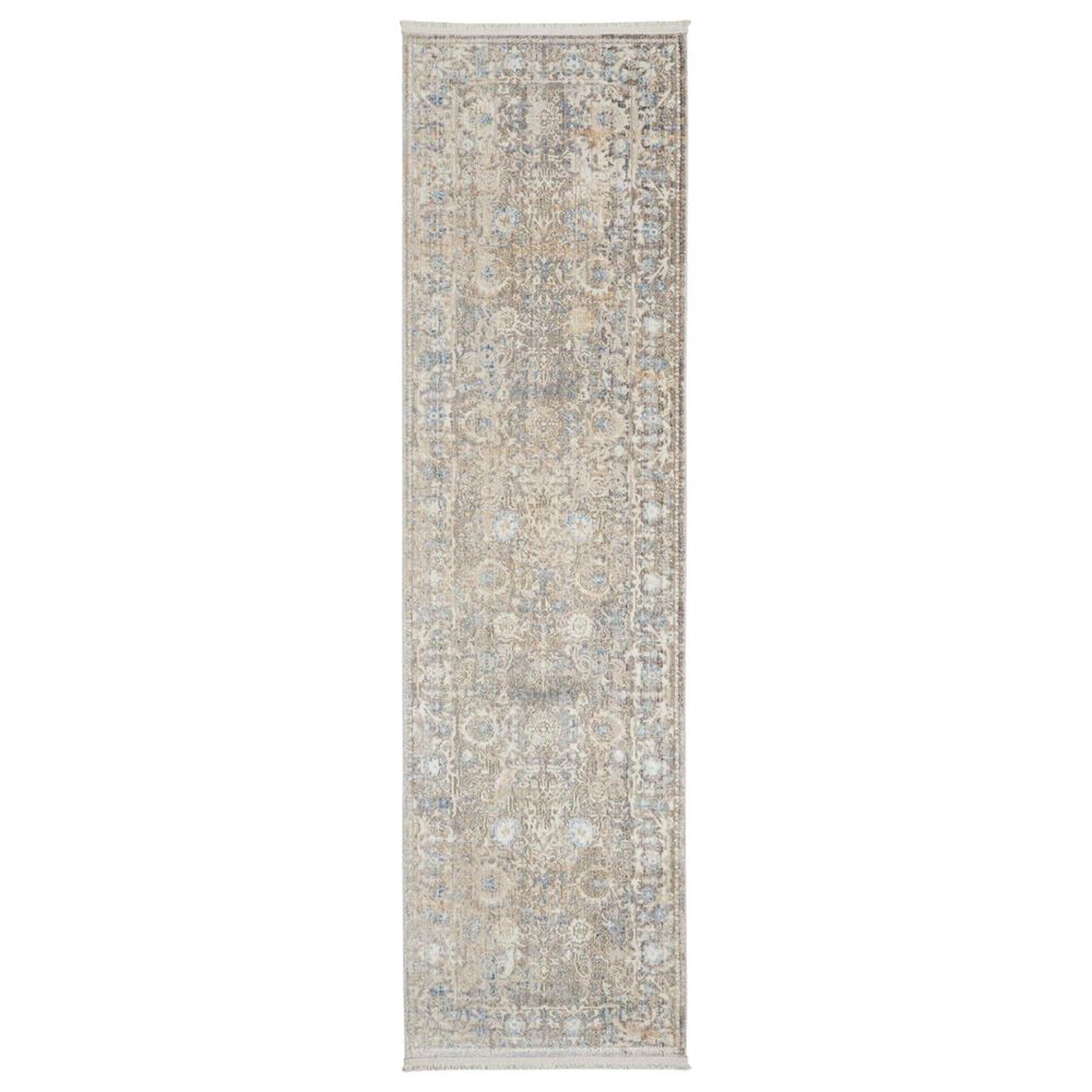 Nourison Lustrous Weave LUW01 2"2" x 7"6" Ivory and Blue Runner, , large