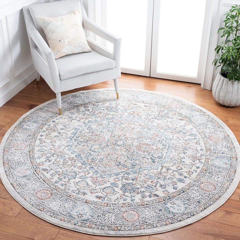 Safavieh Oregon 6&#39;7&quot; Round Grey and Blue Area Rug, , large