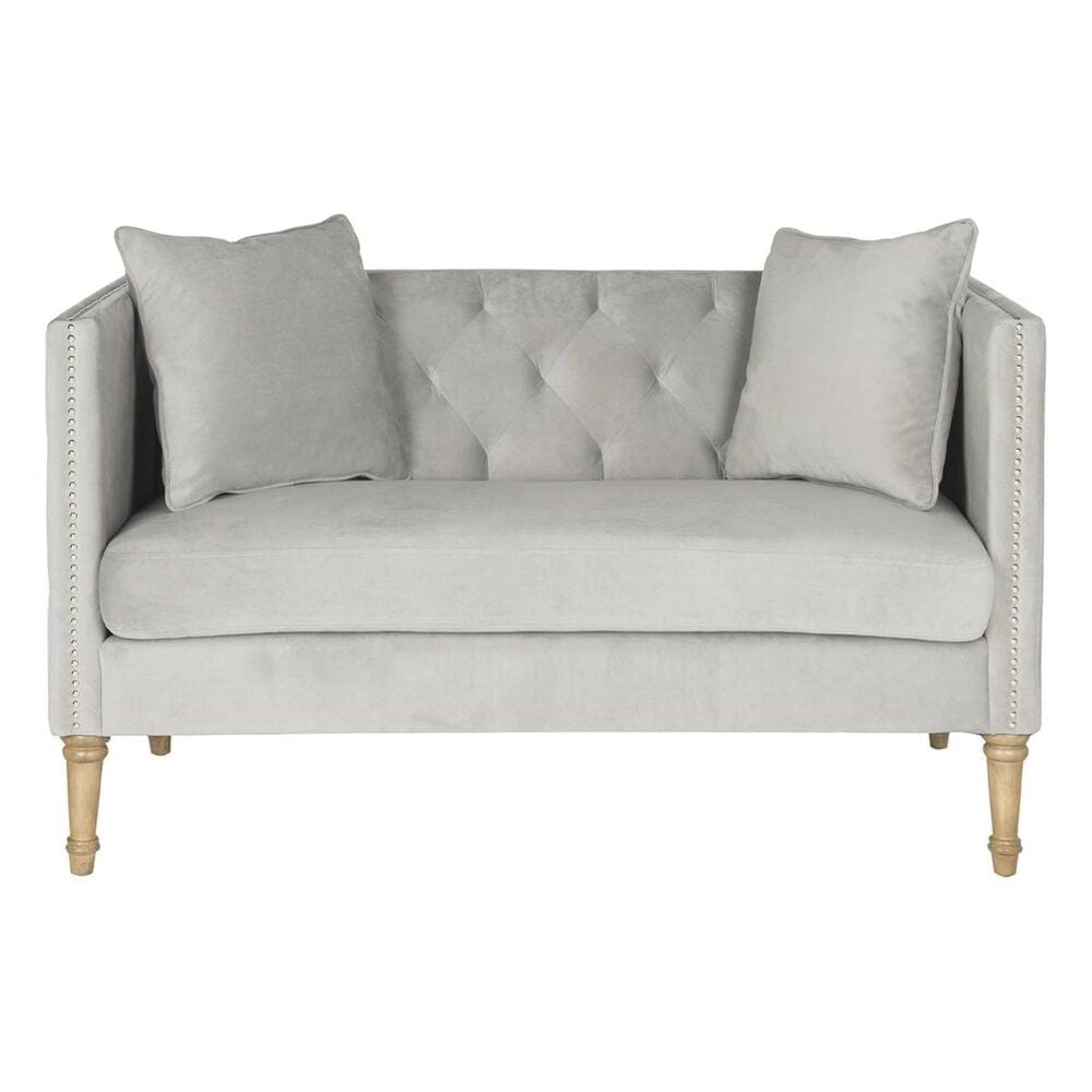 Safavieh Sarah Tufted Settee with Pillows in Grey, , large
