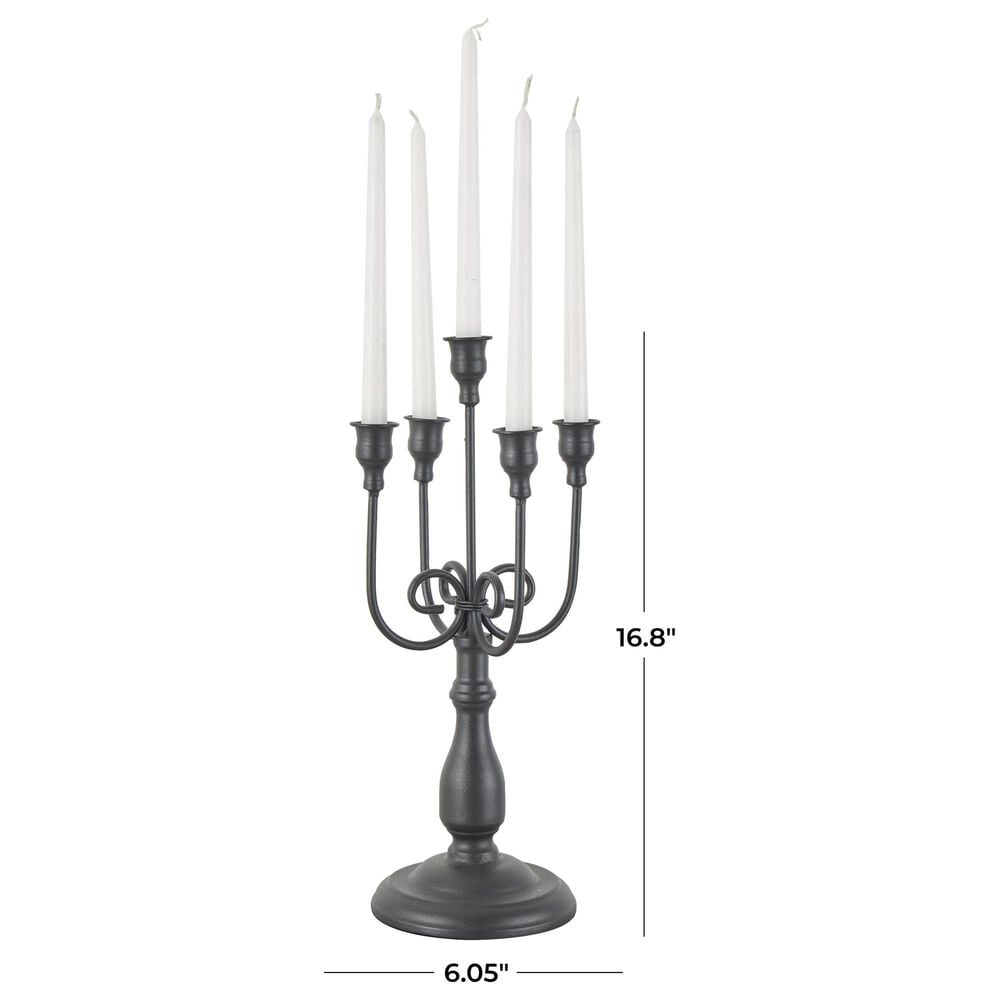 Maple and Jade Taper 5-Slot Scroll Candelabra in Matte Black, , large