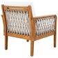 Hearth and Haven Outdoor Club Chair with Handwoven Rope Armrest and Light Teak Frame in Cream, , large