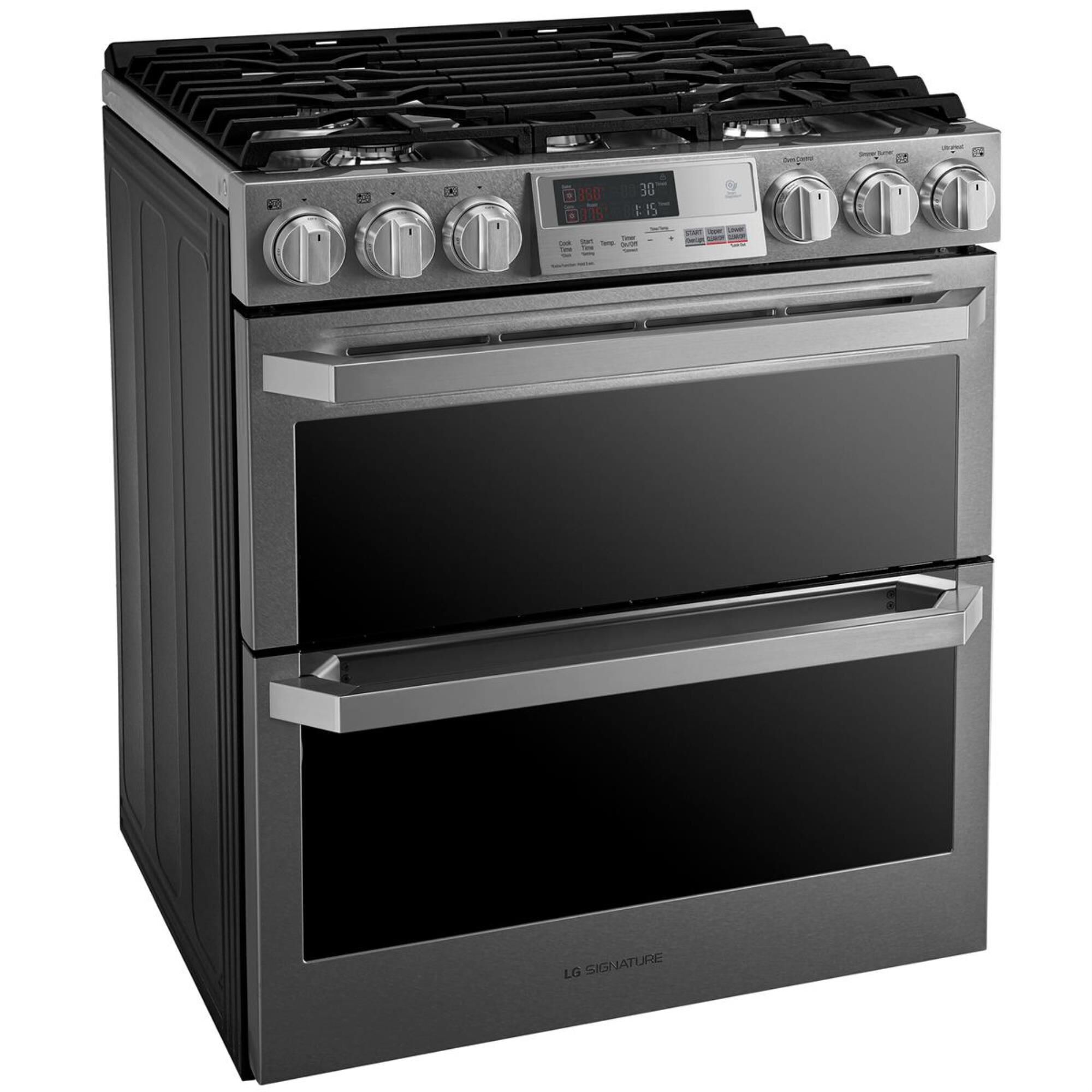 LG SIGNATURE Dual Fuel Double Oven Range in Textured Steel NFM