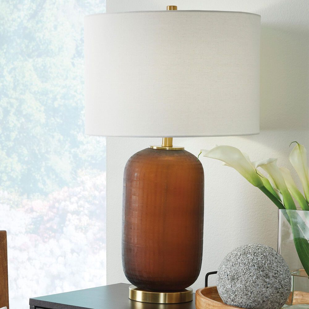 Ashley Farberman Glass Table Lamp in Amber and Gold, , large