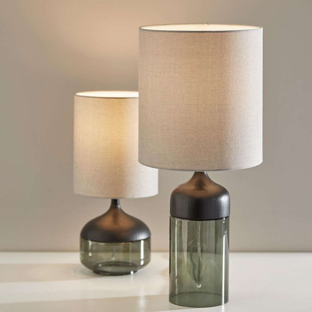 Adesso Marina Table Lamp in Black and Smoked Glass, , large