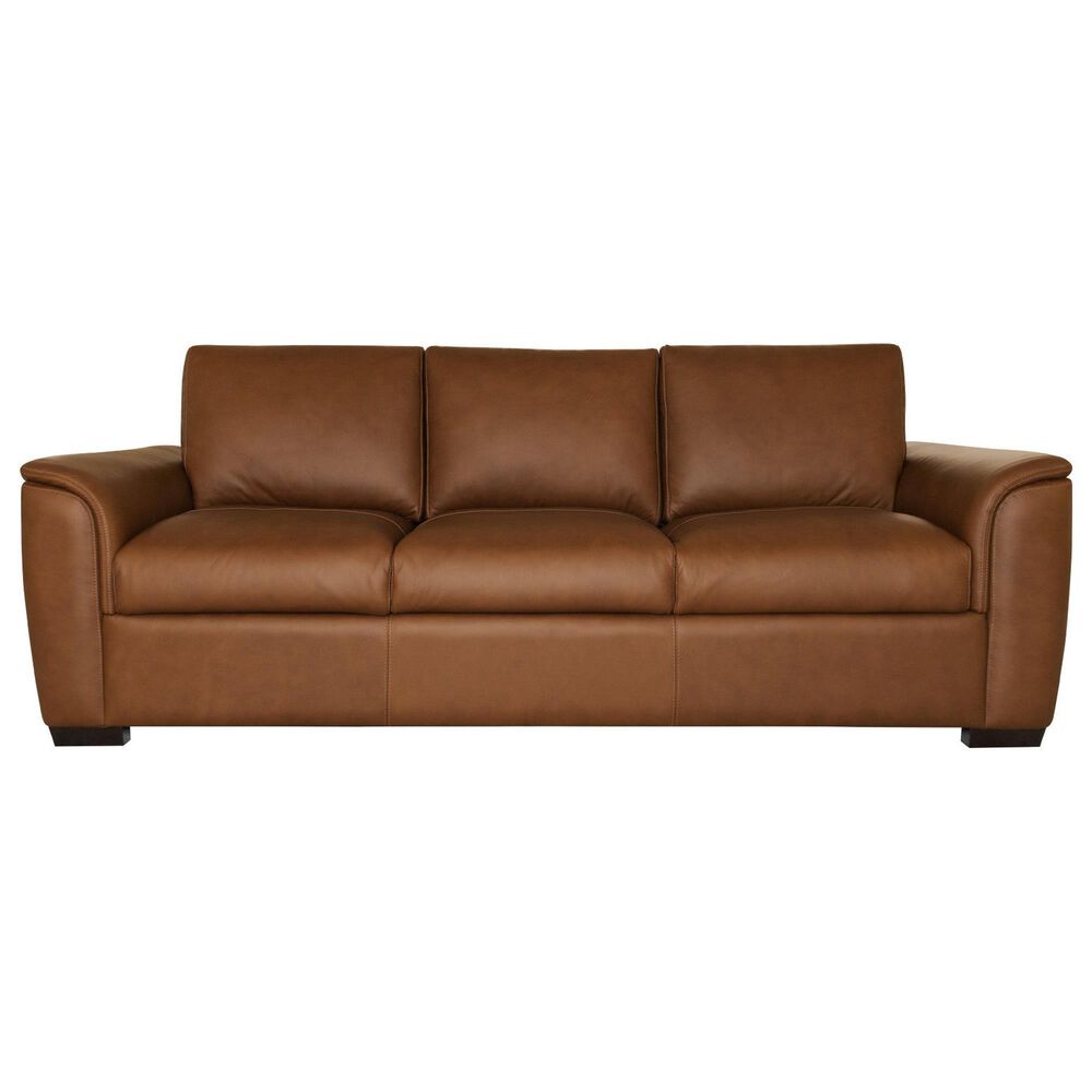 Flexsteel Henry Stationary Leather Sofa and Loveseat Set in Caramel, , large