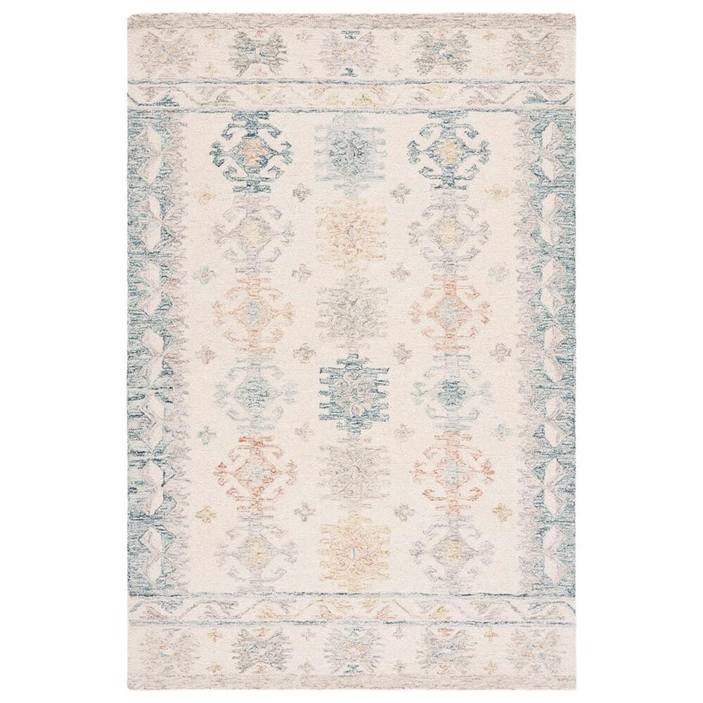 Safavieh Micro-Loop MLP476M 3" x 5" Ivory and Blue Area Rug, , large