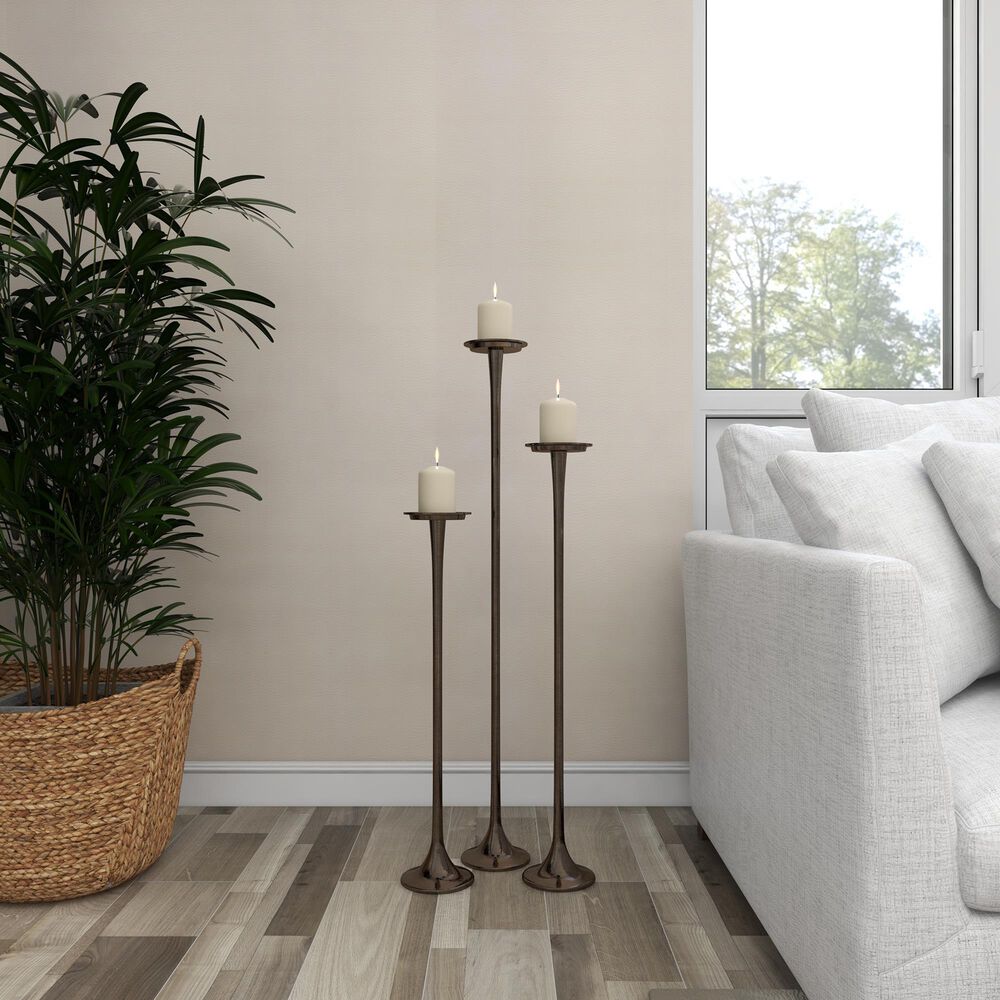 Maple and Jade 40&quot; Modern Candle Holder in Antique Bronze &#40;Set of 3&#41;, , large