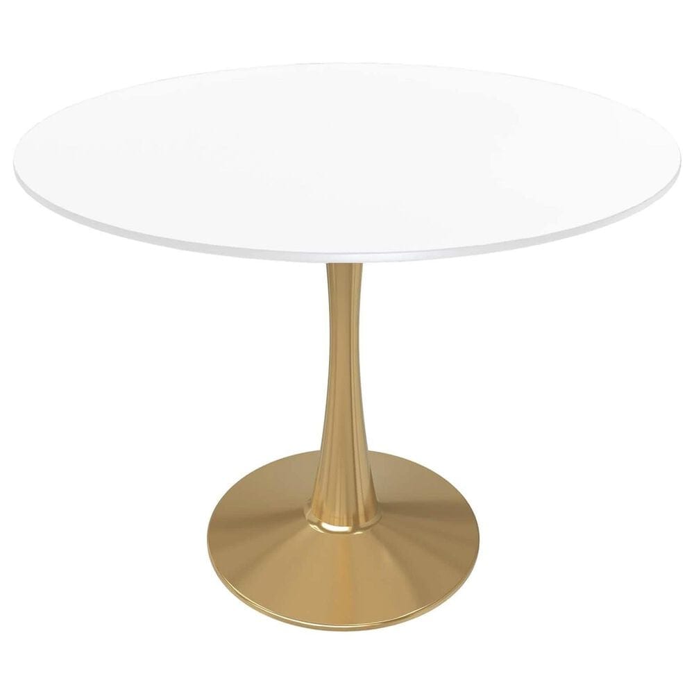 Leisuremod Leisuremod Bristol 35 round dining table Gold Base With White Top, , large
