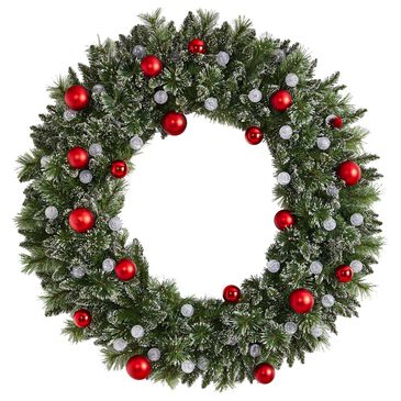 Nearly Natural Inc 4" Christmas Wreath with 40 LED Globe Lights in Green, , large