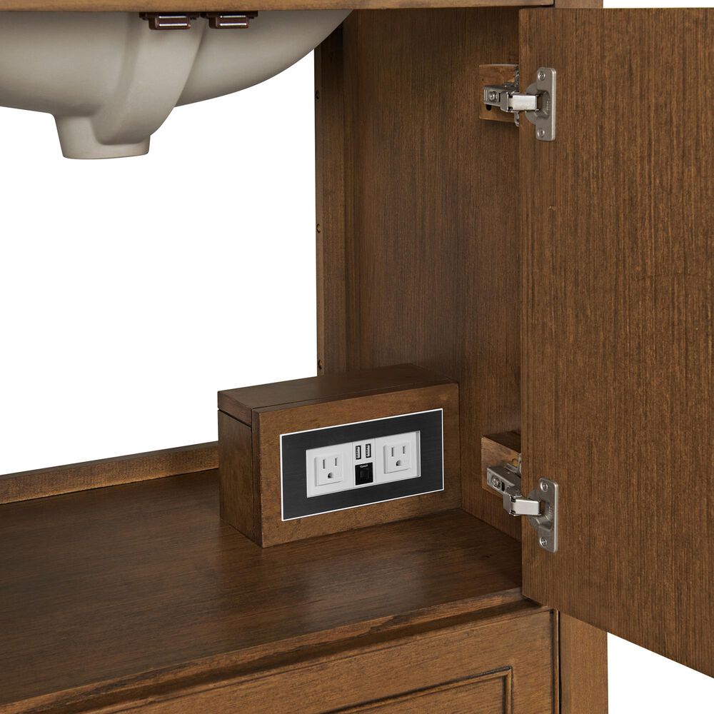 37B Lucerne 30" Single Bathroom Vanity in Dark Maplewood with Marble Top and Backsplash, , large