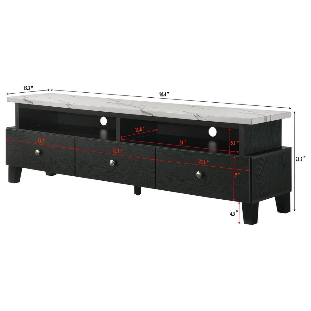 Crown Mark Alina 71" TV Stand in Black and White, , large