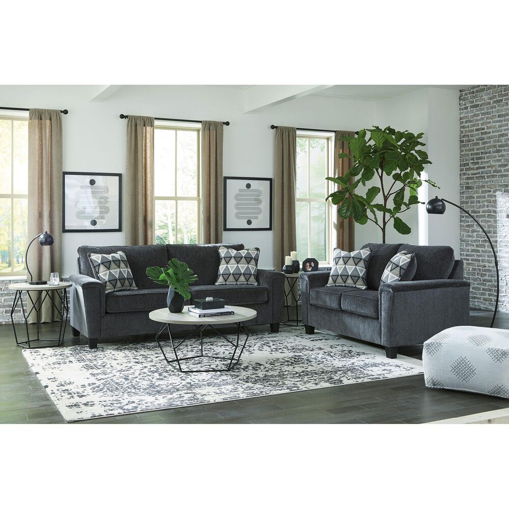 Ashley Abinger Stationary Sofa and Loveseat Set in Smoke, , large