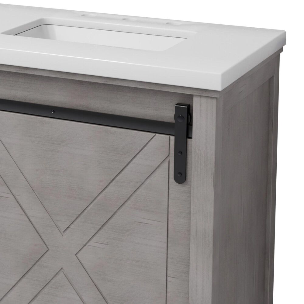 Lexora Home Marsyas 80" Double Bathroom Vanity in Ash Grey with White Quartz Top and Rectangular Sinks, , large