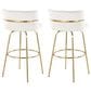 LumiSource Cinch 30" Swivel Barstool with Cream Upholstery in Gold (Set of 2), , large