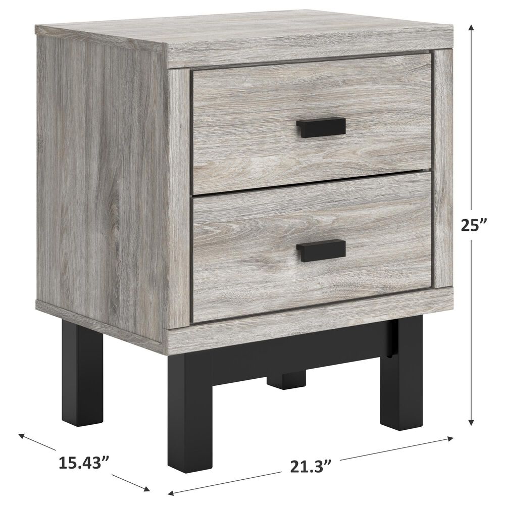 Ashley Vessalli 2-Drawer Nightstand in Light Gray and Matte Black, , large