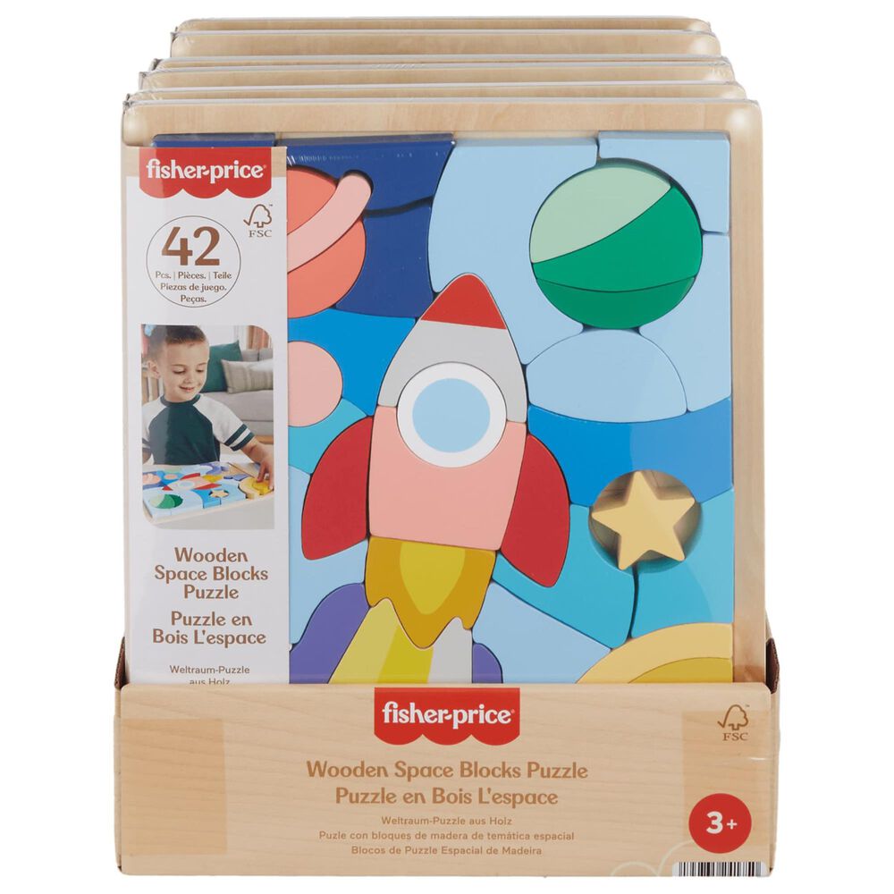 Fisher Price 43-Piece Wooden Space Blocks Puzzle, , large