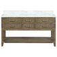 Lexora Home Norwalk 60" Double Bathroom Vanity in Grey Oak with White Carrara Marble Top  and Rectangle Sink, , large