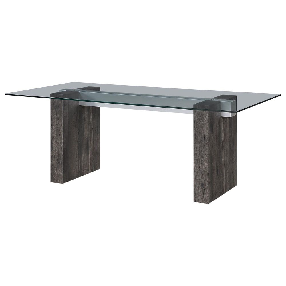 Modern Market 7-Piece Rectangular Dining Set in Clear and Dark Brown, , large