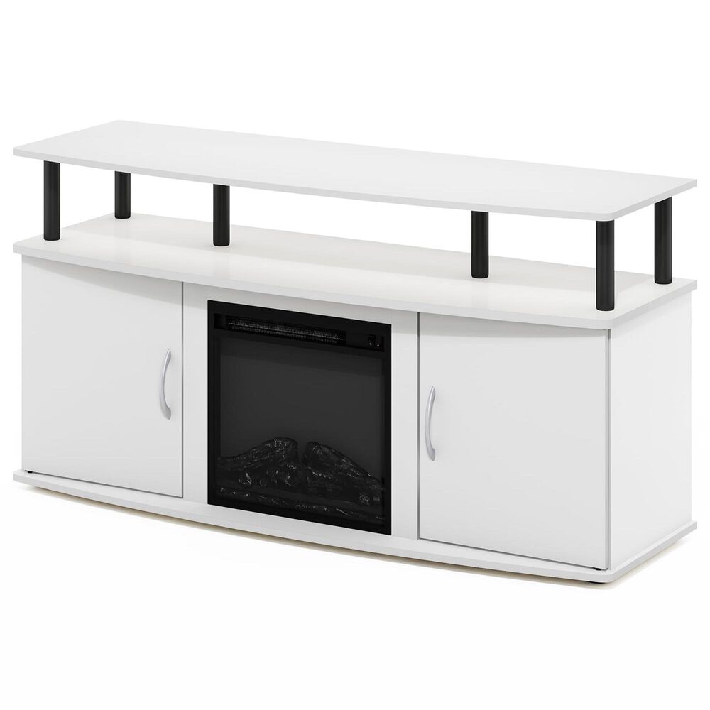 HOMLUX 47" TV Stand with Electric Fireplace and 2 Doors in White and Black, , large