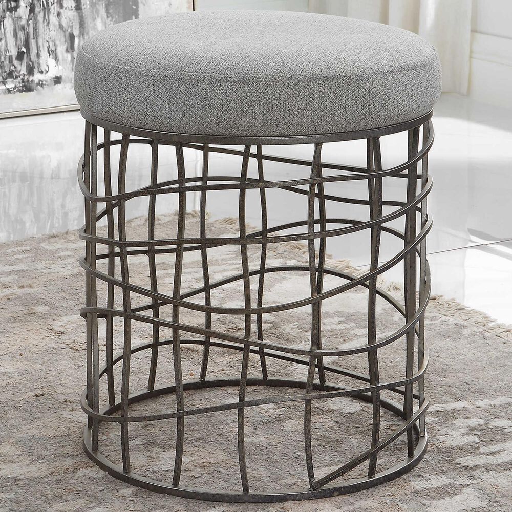 Uttermost Carnival Accent Stool in Burnished Silver, , large