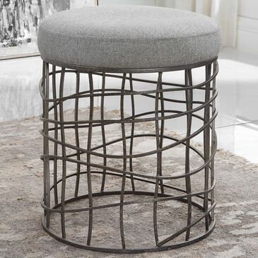 Uttermost Carnival Accent Stool in Burnished Silver, , large