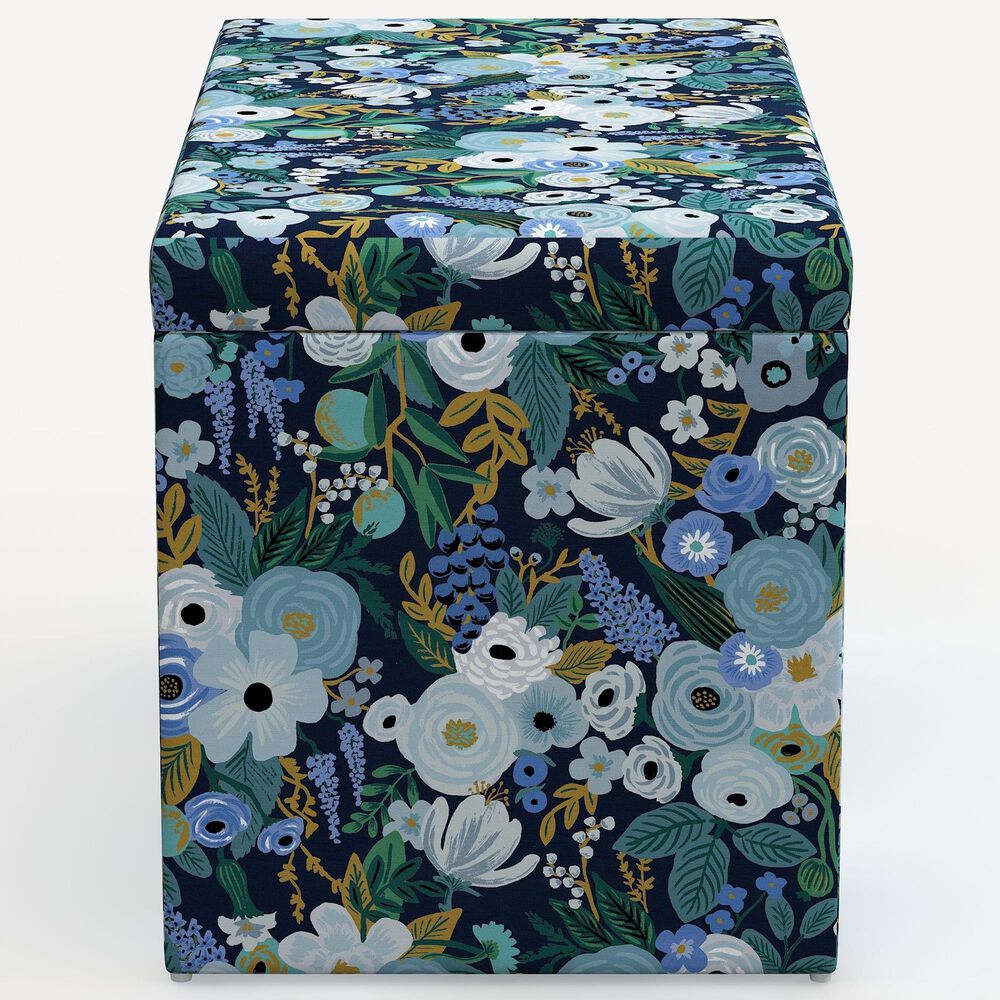 Rifle Paper Co Crafted by Cloth &amp; Company Willie Storage Bench in Garden Party Blue, , large