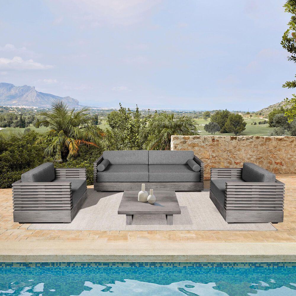 Armen Living Vivid Outdoor Patio Arm Chair in Light Gray, , large