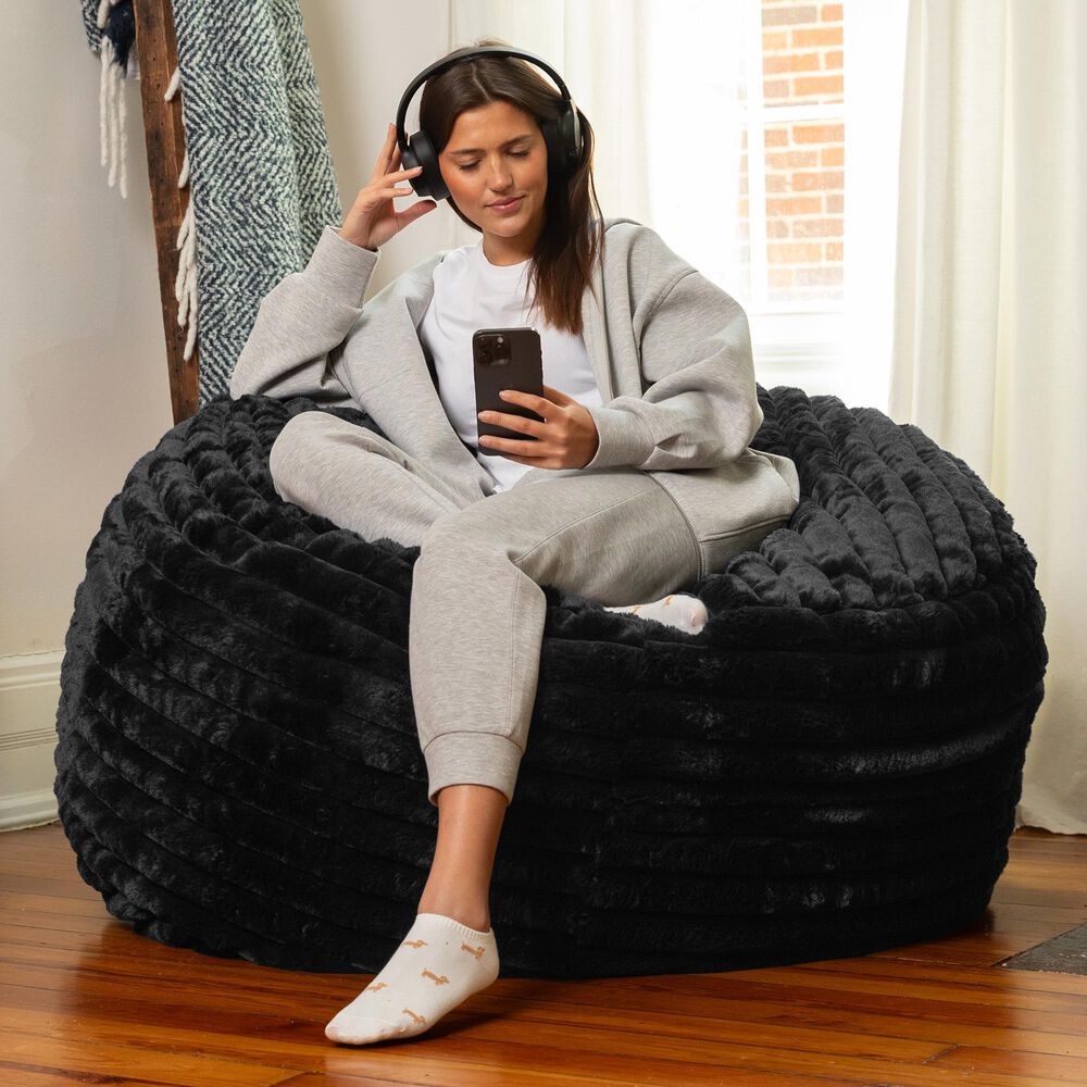 Jaxx Saxx 4&#39; Plush Bean Bag Chair in Black, , large