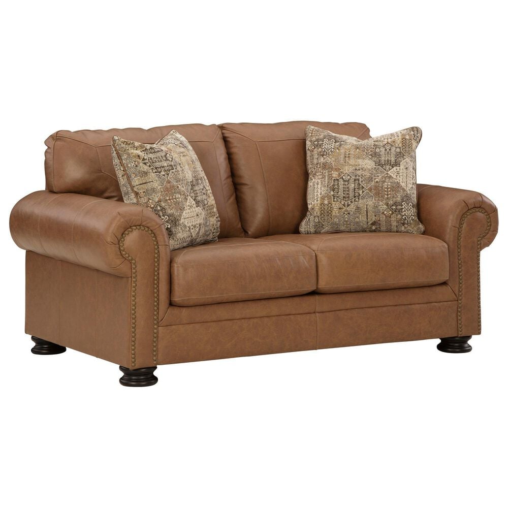 Ashley Carianna Stationary Sofa and Loveseat Set in Caramel, , large