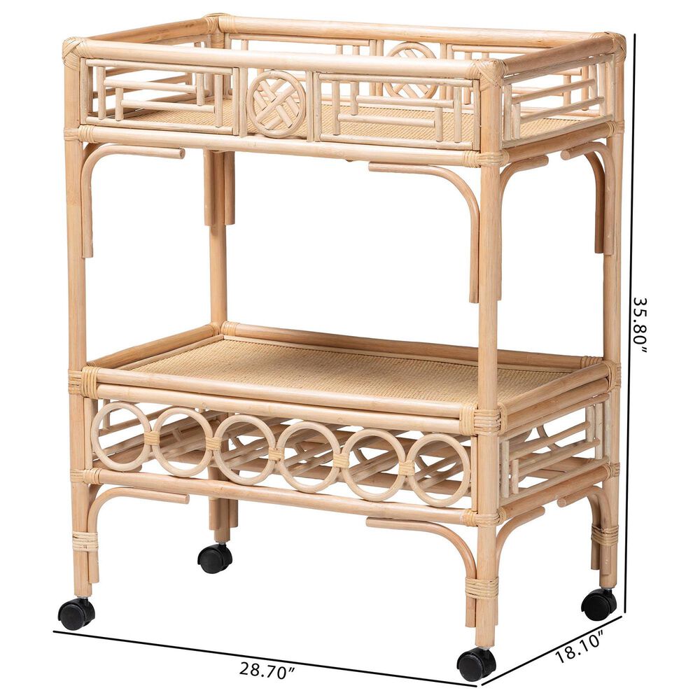 Baxton Studio Molina 2-Tier Wine Cart in Natural Brown and Black, , large