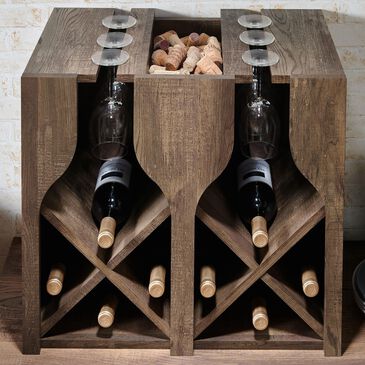Furniture of America Garrison Wine Rack in Reclaimed Oak, , large