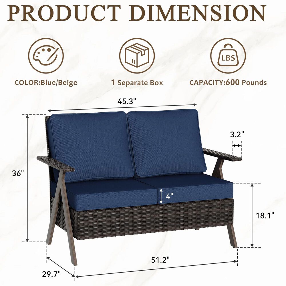 Sunwell Garden 3-Piece Patio Chat Set in Navy, , large